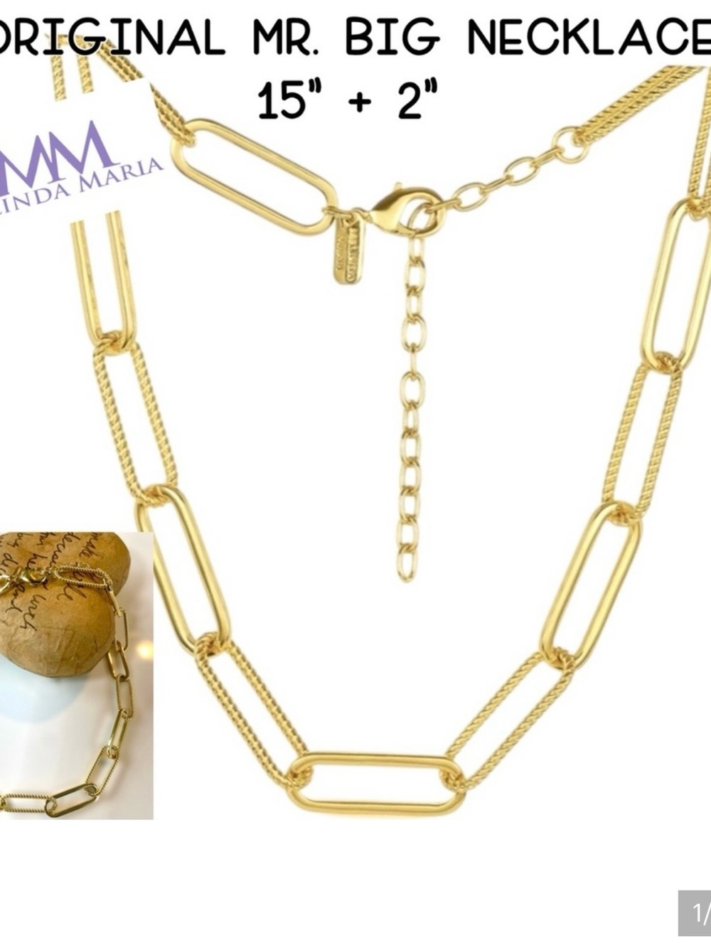 Melinda Maria Gold Paperclip Chain Necklace - Gold Tone